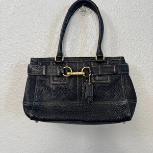 Coach Hamptons Black Pebbled Leather Horsebit Satchel Style 10212